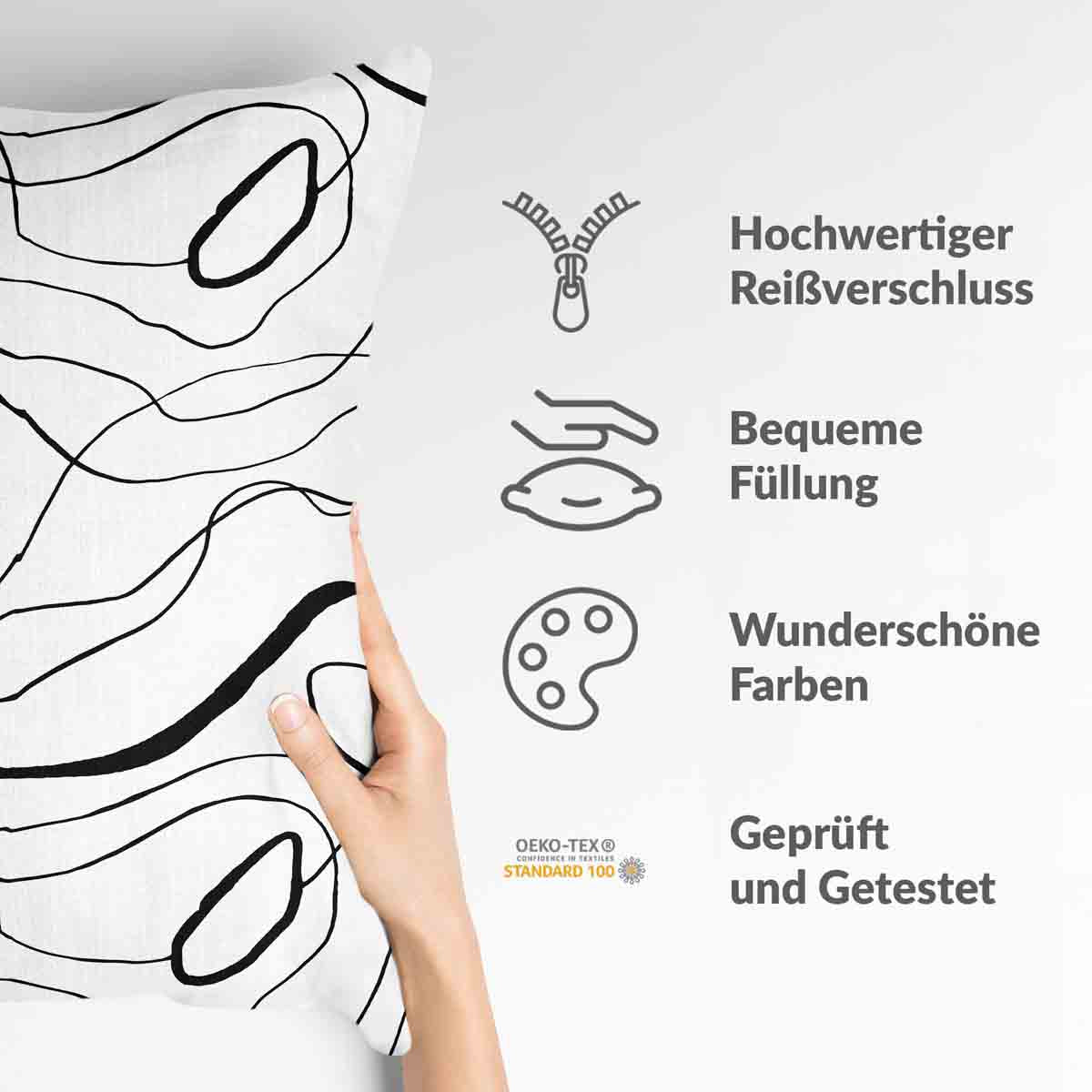 Cuscino sanitario con linee serpentine nere