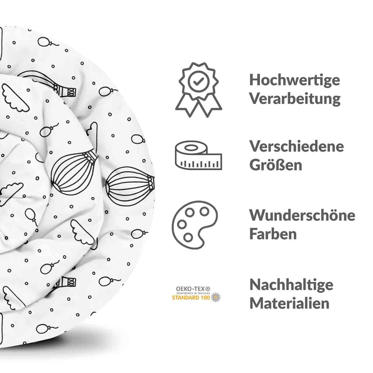 Set di biancheria da letto con coperte terapeutiche e mongolfiere