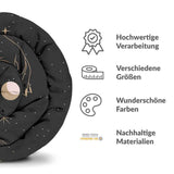 Coperta terapeutica originale - Rivestimento in cotone nero con sole, luna e stelle
