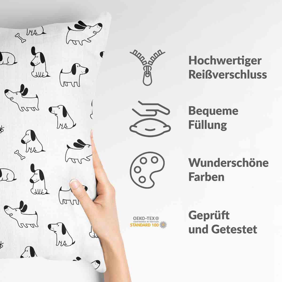 Cuscino sanitario bianco con cani