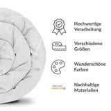 Set di biancheria da letto con coperta terapeutica grigia con motivo bianco