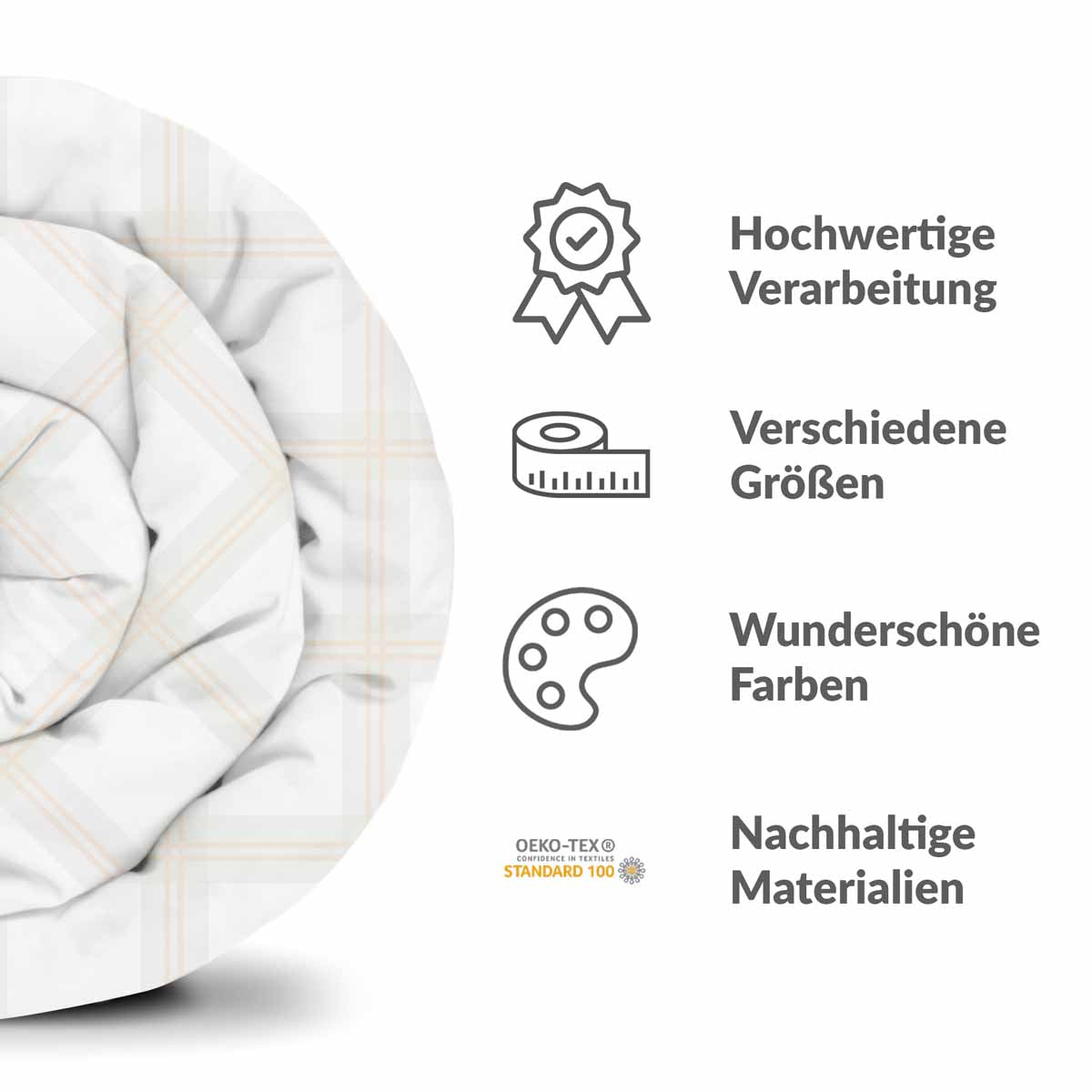 Set di biancheria da letto con coperte terapeutiche arancione a grandi quadri