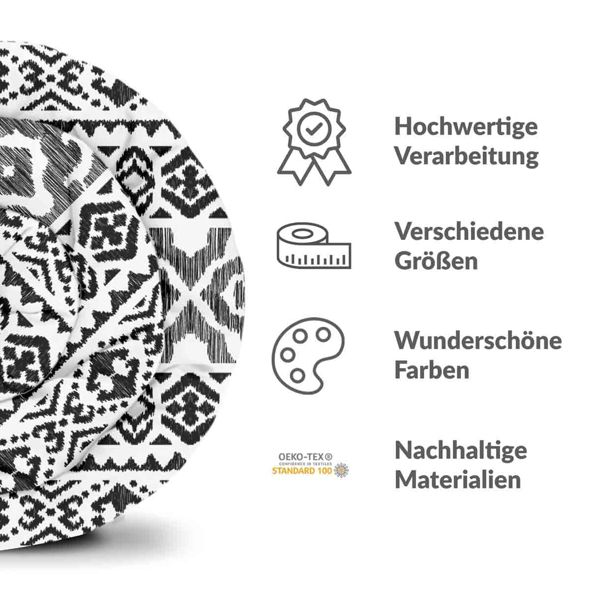 Set di biancheria da letto con coperte terapeutiche e forme nere