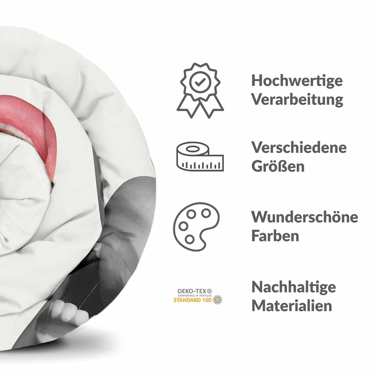 Set di biancheria da letto con coperta terapeutica bianca con labbra