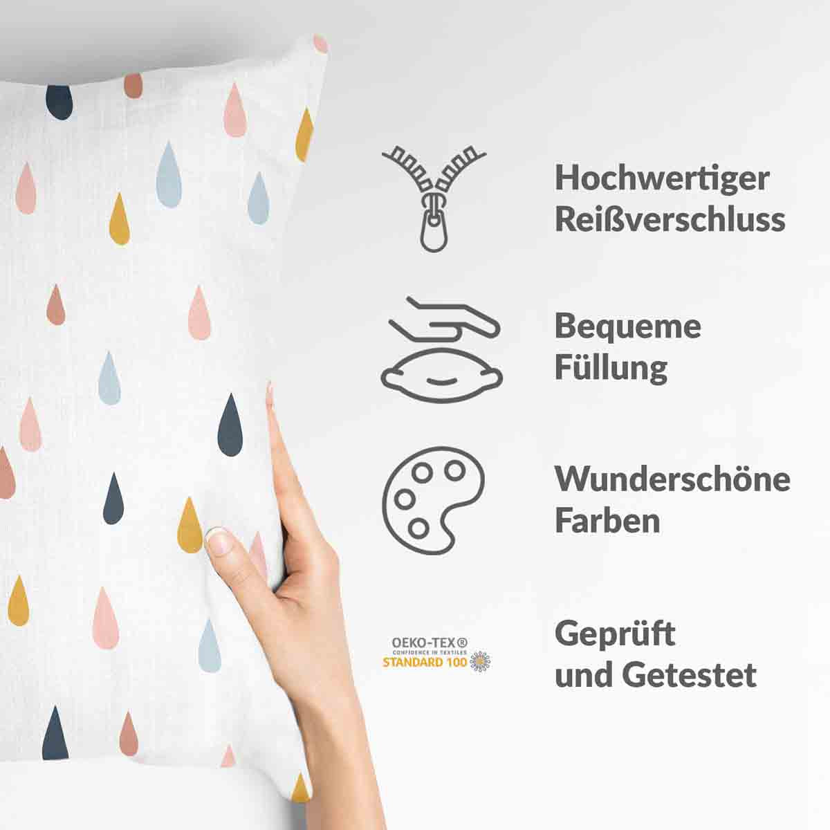 Cuscino sanitario con gocce colorate