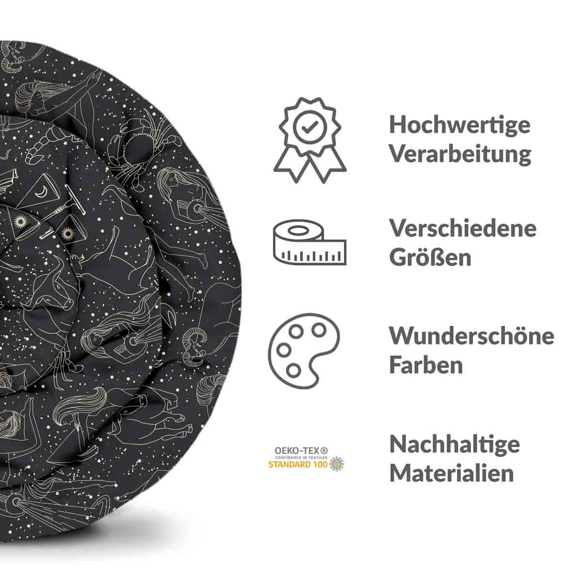 Set di biancheria da letto con coperta terapeutica nero oroscopo