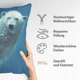 Cuscino salute blu con orso polare