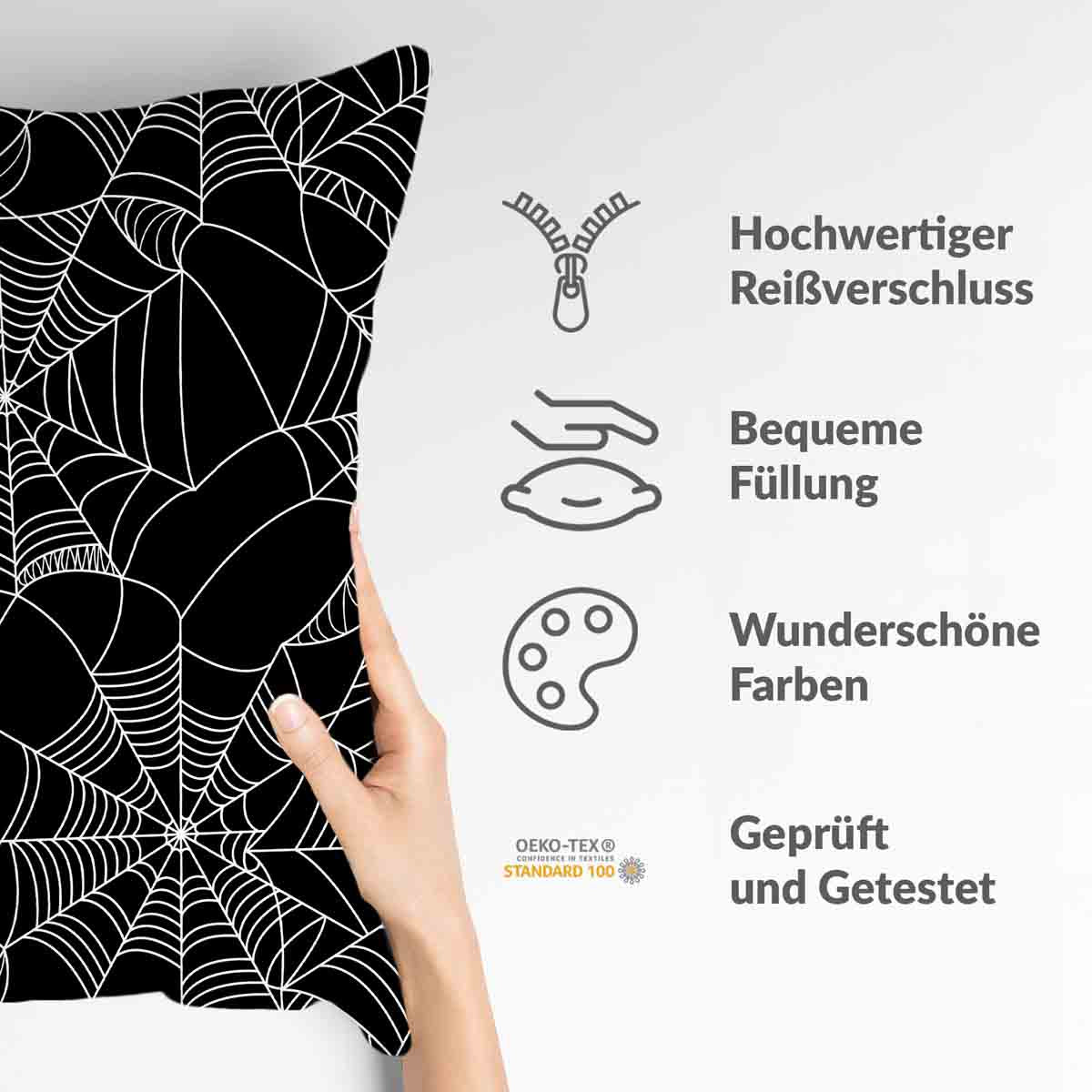 Cuscino sanitario nero con ragnatela