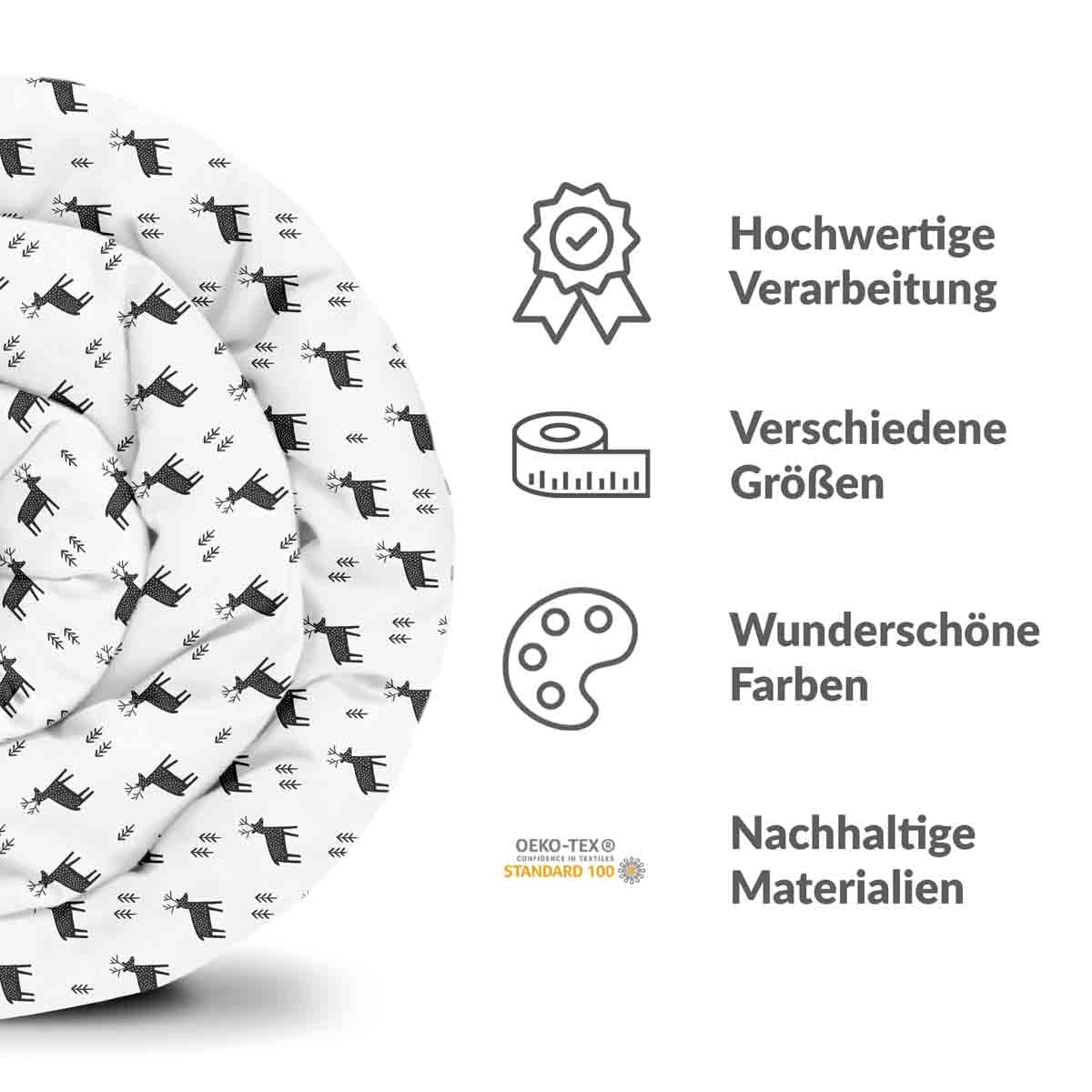 Set di biancheria da letto con coperte terapeutiche bianco con renne