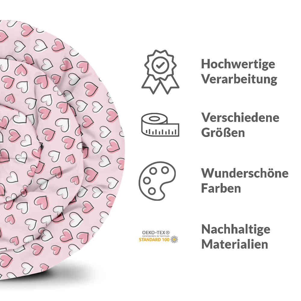 Set di biancheria da letto con coperte terapeutiche e dolci cuoricini