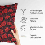 Cuscino sanitario nero con rose rosse