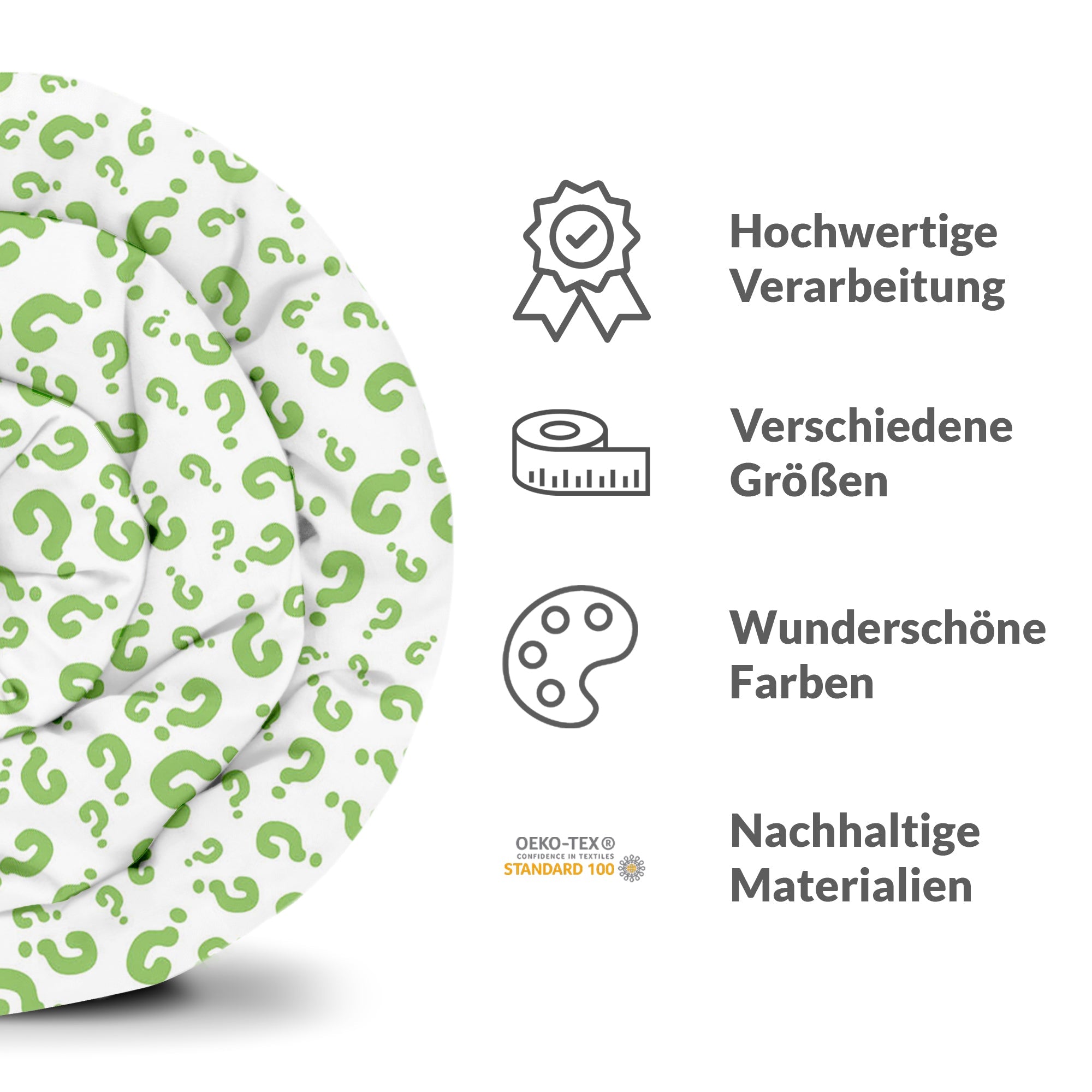Set di biancheria da letto con coperte terapeutiche Punti interrogativi verdi