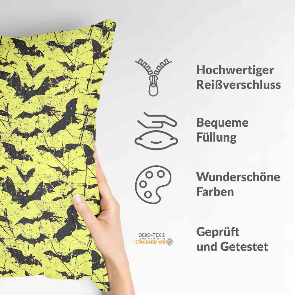 Cuscino salute giallo pipistrello