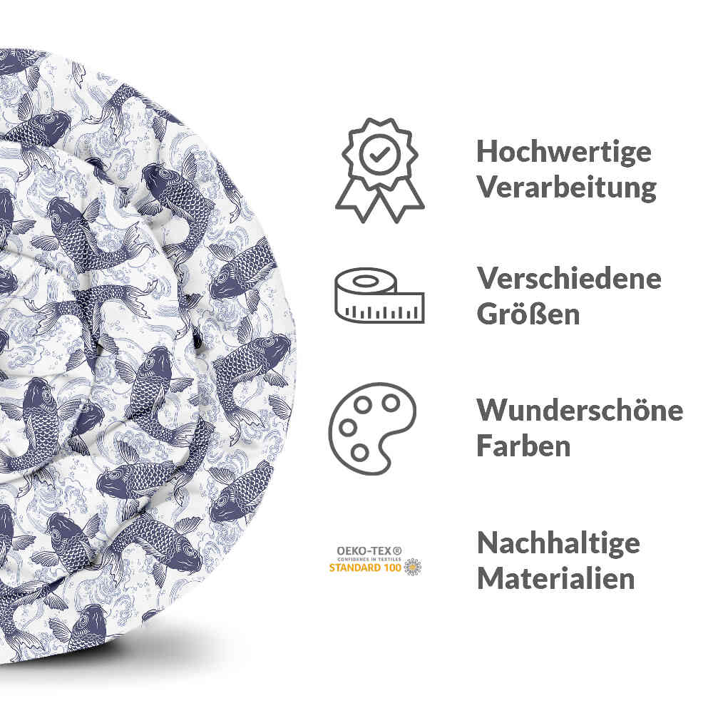 Set di biancheria da letto con coperta terapeutica e carpe koi blu