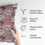 Cuscino salute rosso con fumetto