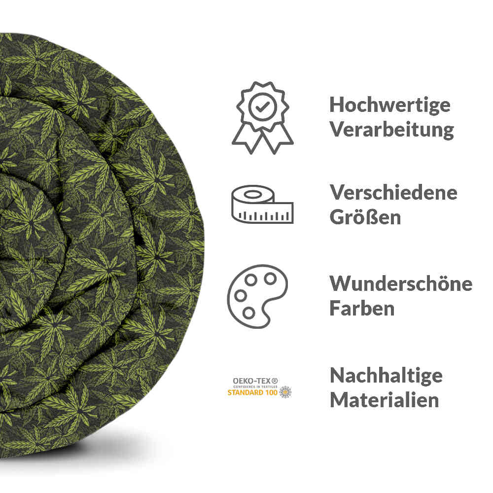 Coperta terapeutica originale - Rivestimento in cotone con foglia di canapa