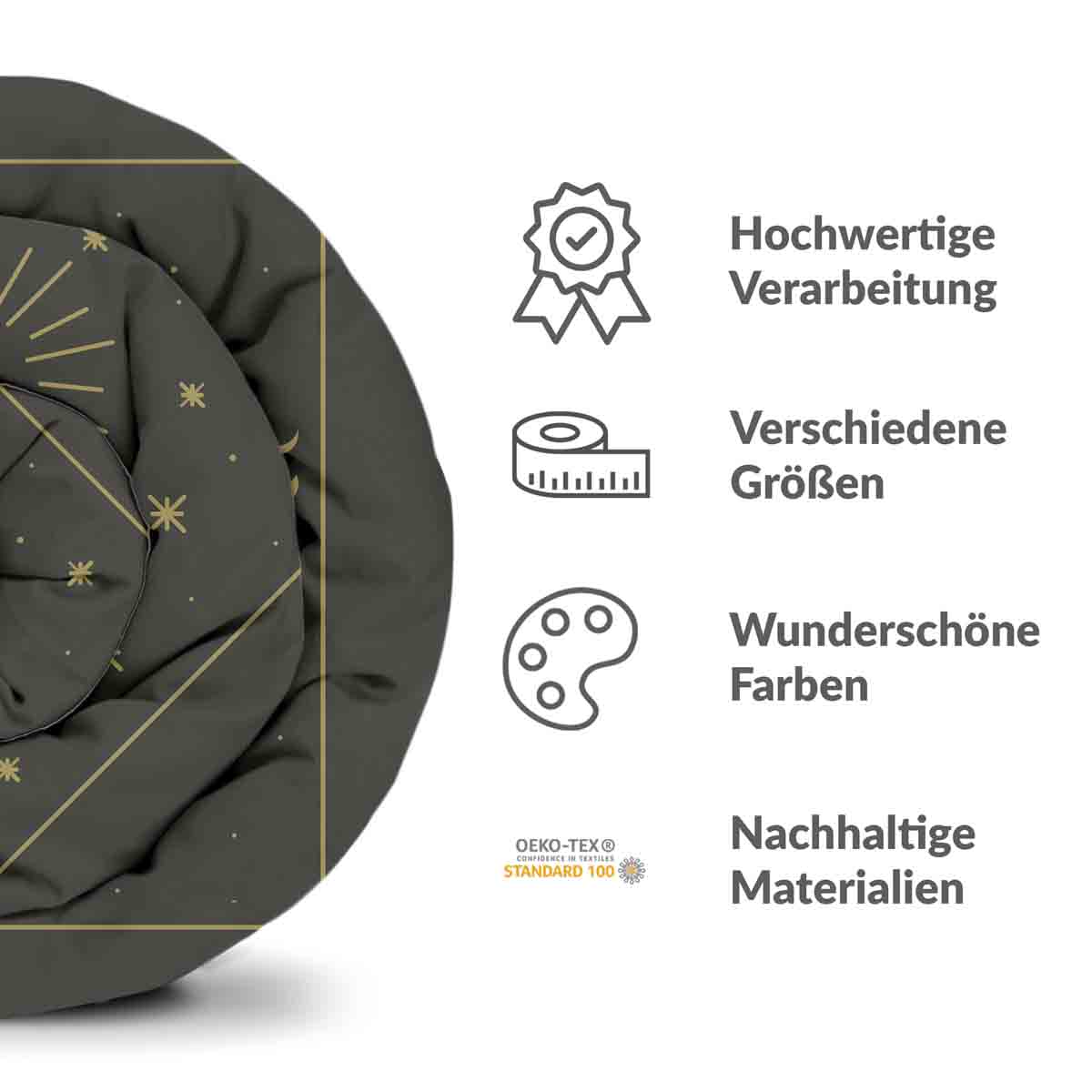Set di biancheria da letto con coperta terapeutica nero sole e cosmo