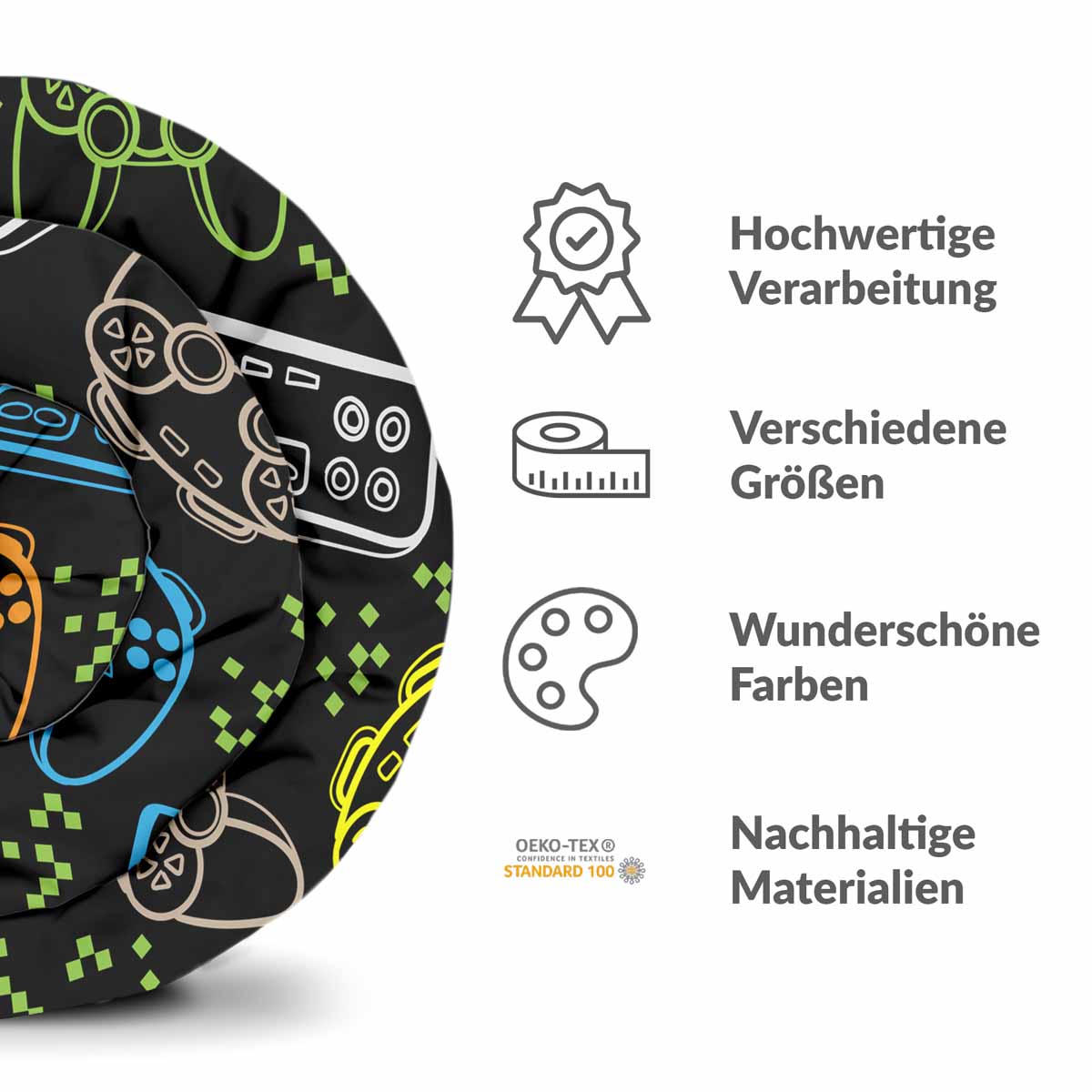 Set di biancheria da letto con coperte terapeutiche nero con console di gioco