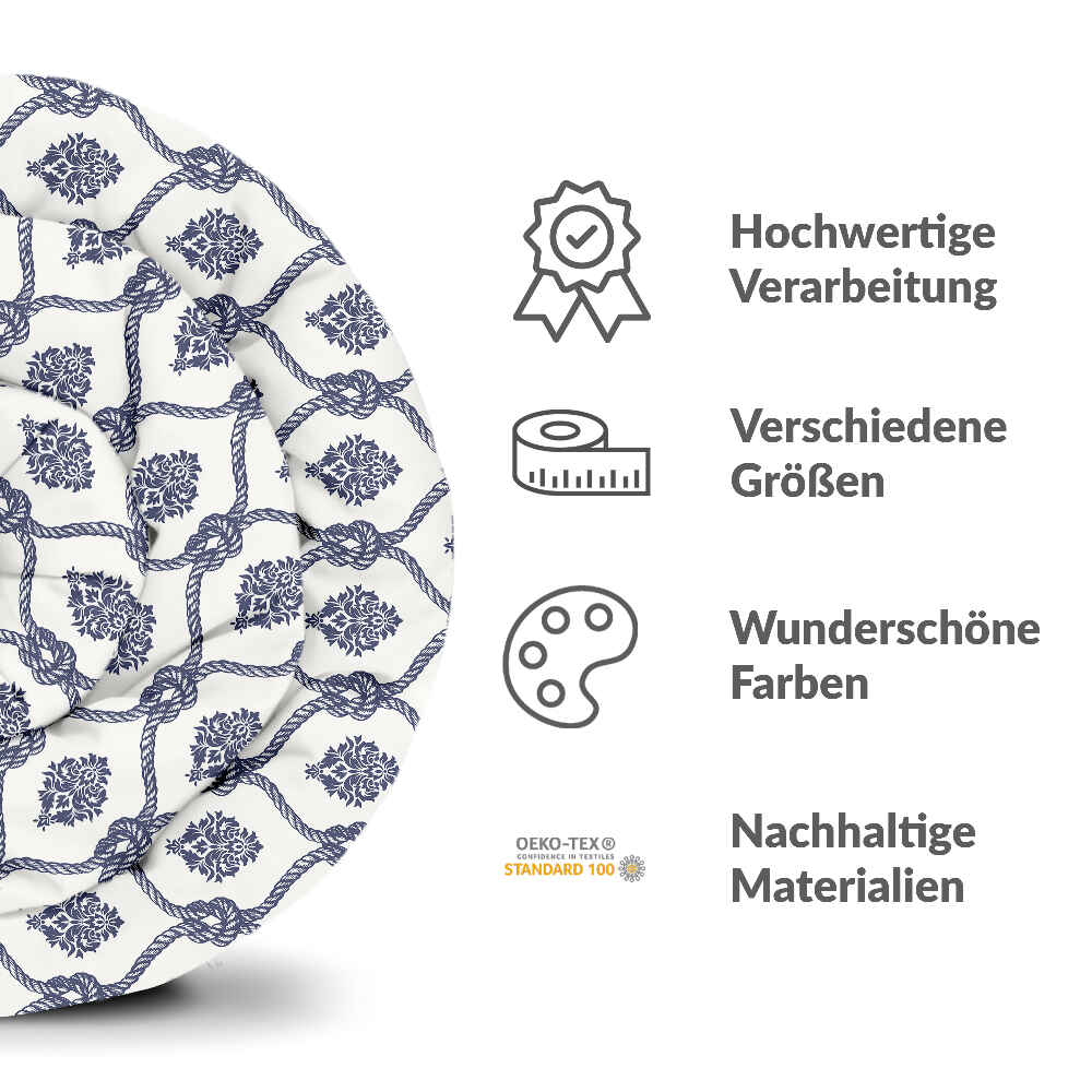 Set di biancheria da letto con coperta terapeutica motivo marinaresco blu