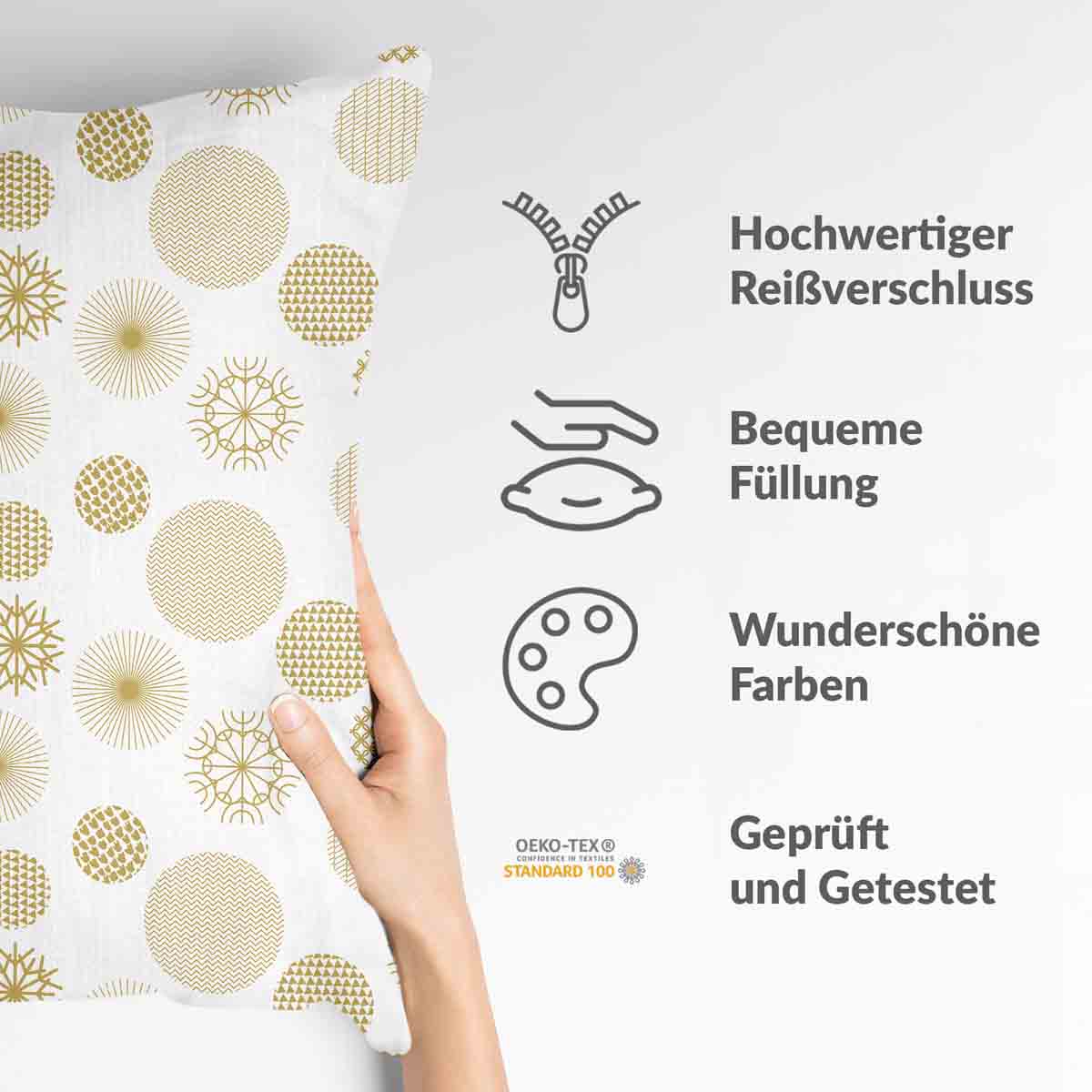 Cuscino salute decorazione natalizia dorata