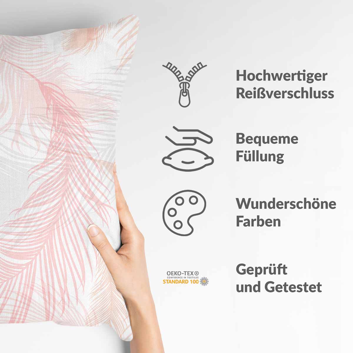 Cuscino sanitario bianco con piume rosa