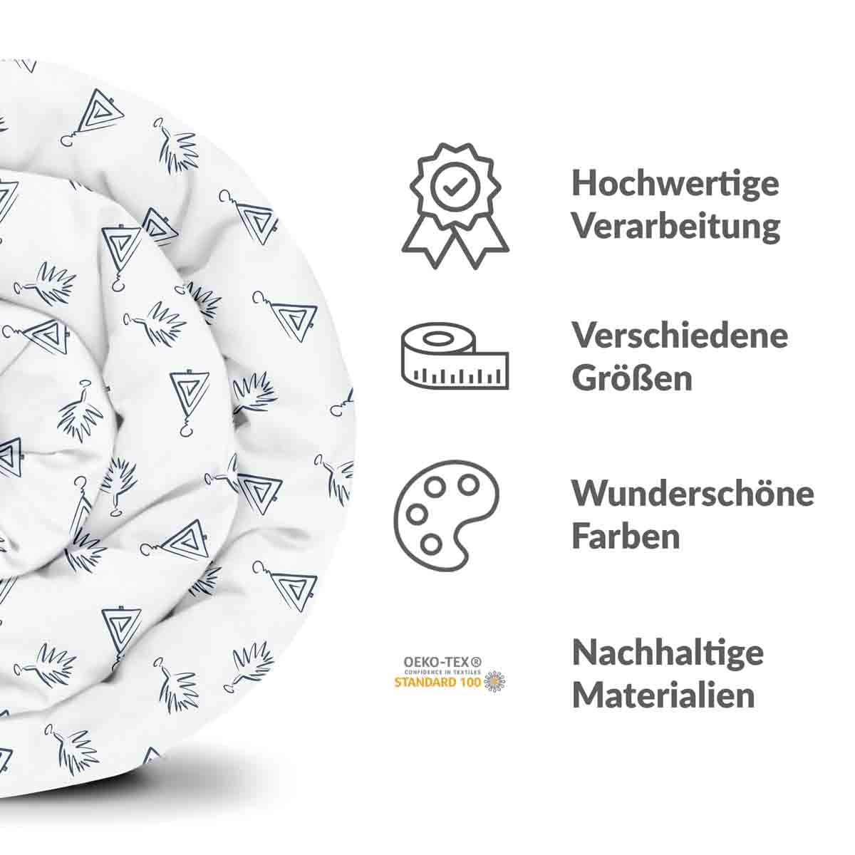 Set di biancheria da letto con coperte terapeutiche bianche e orecchini boho