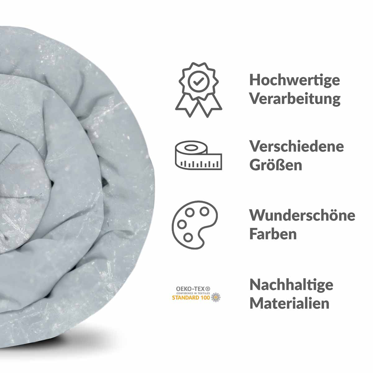 Set di biancheria da letto con coperta terapeutica grigia con fiocchi di neve