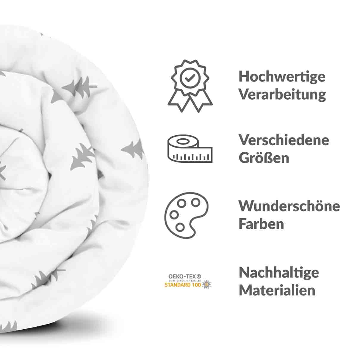 Set di biancheria da letto con coperte terapeutiche bianco con abeti grigi