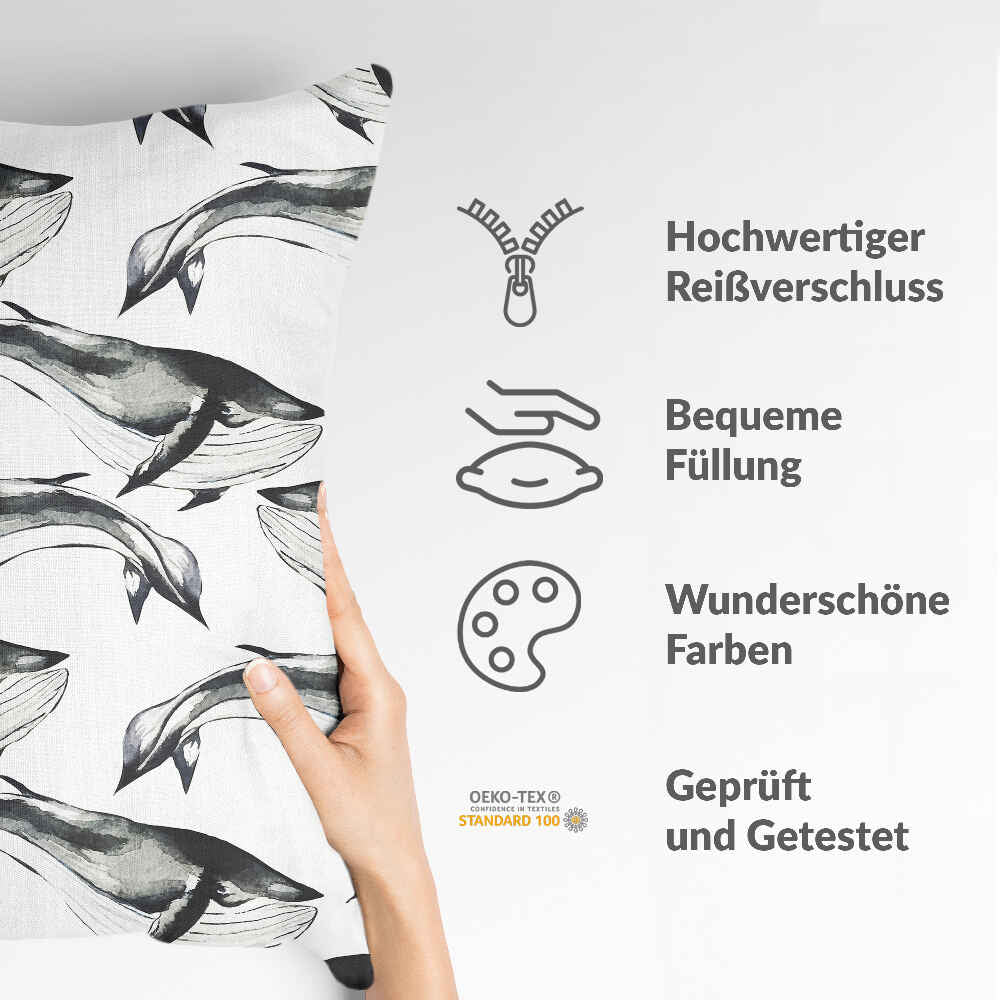 Cuscino salute balena blu nera