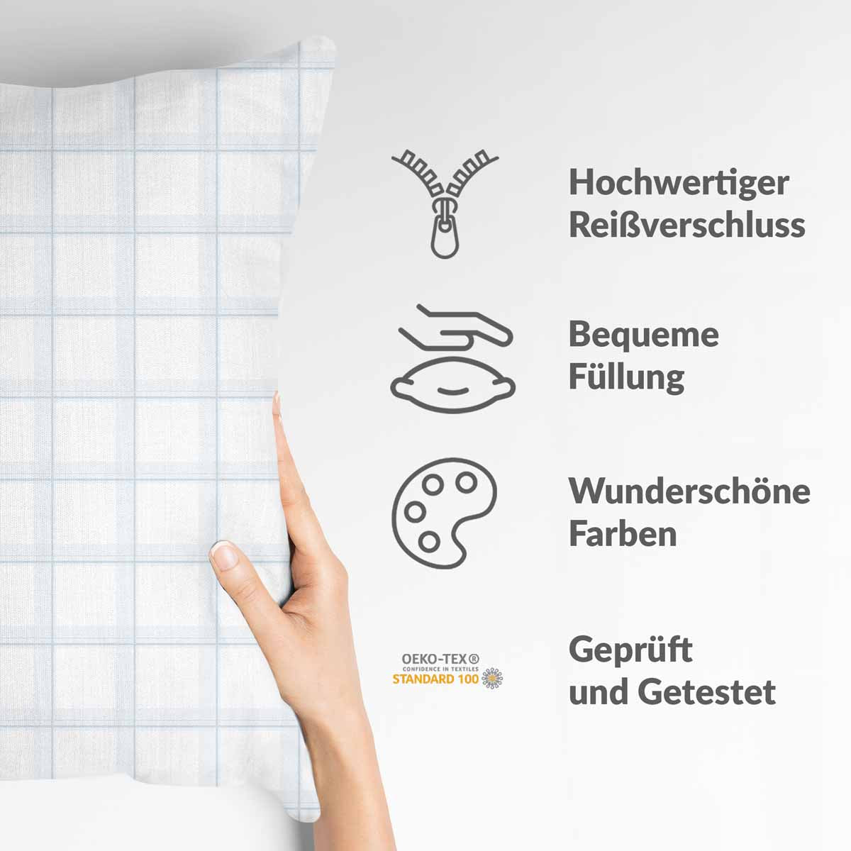 Cuscino sanitario bianco blu a quadri