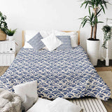 Set di biancheria da letto con coperta terapeutica motivo onde blu