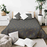 Set di biancheria da letto con coperta terapeutica grigia con grano