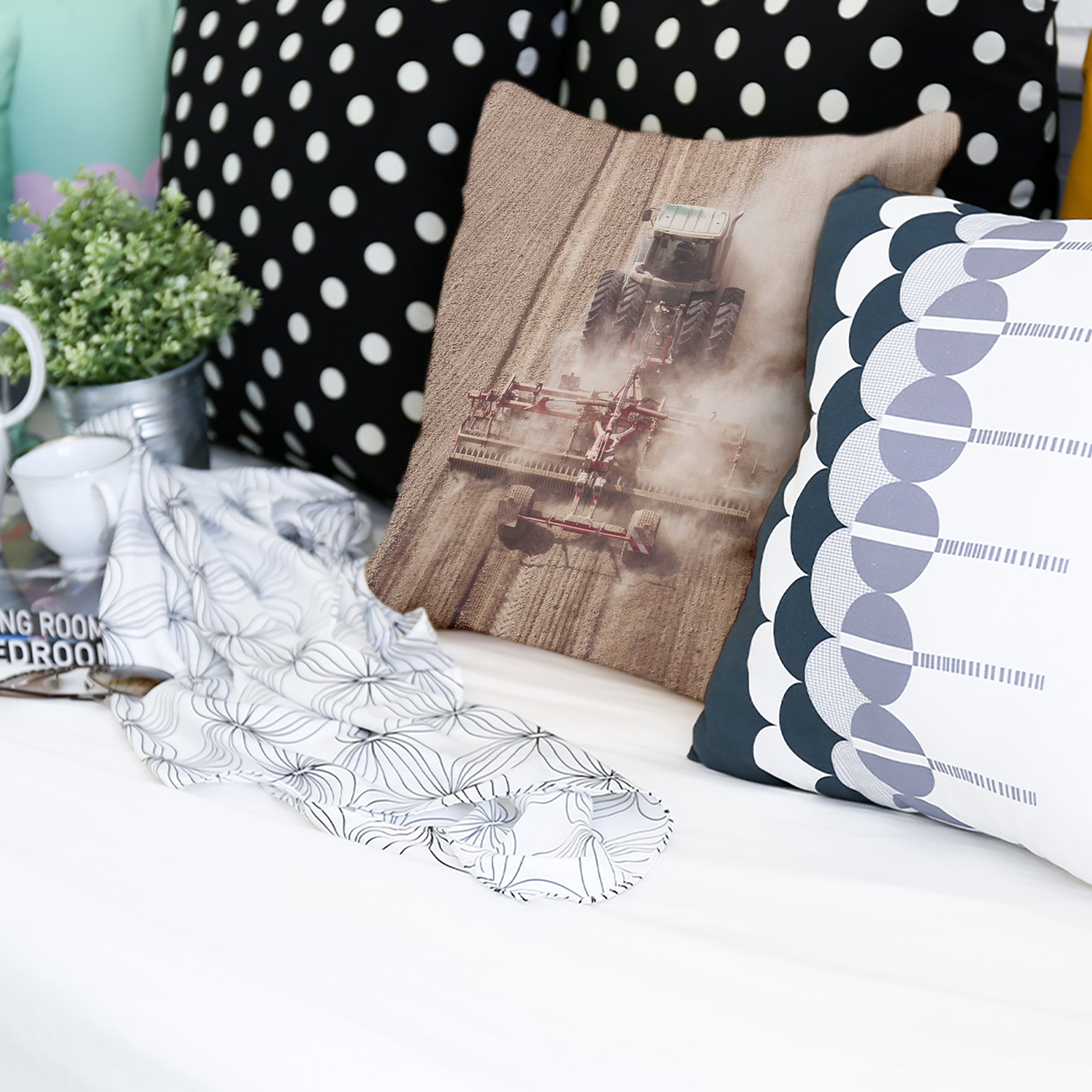 Cuscino salute trattore nella polvere