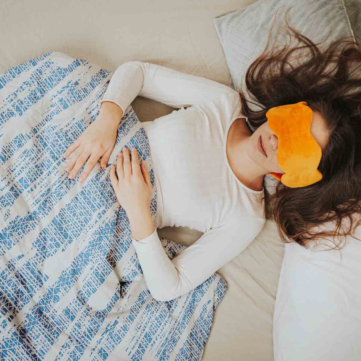 Set di biancheria da letto con coperta terapeutica e motivo blu