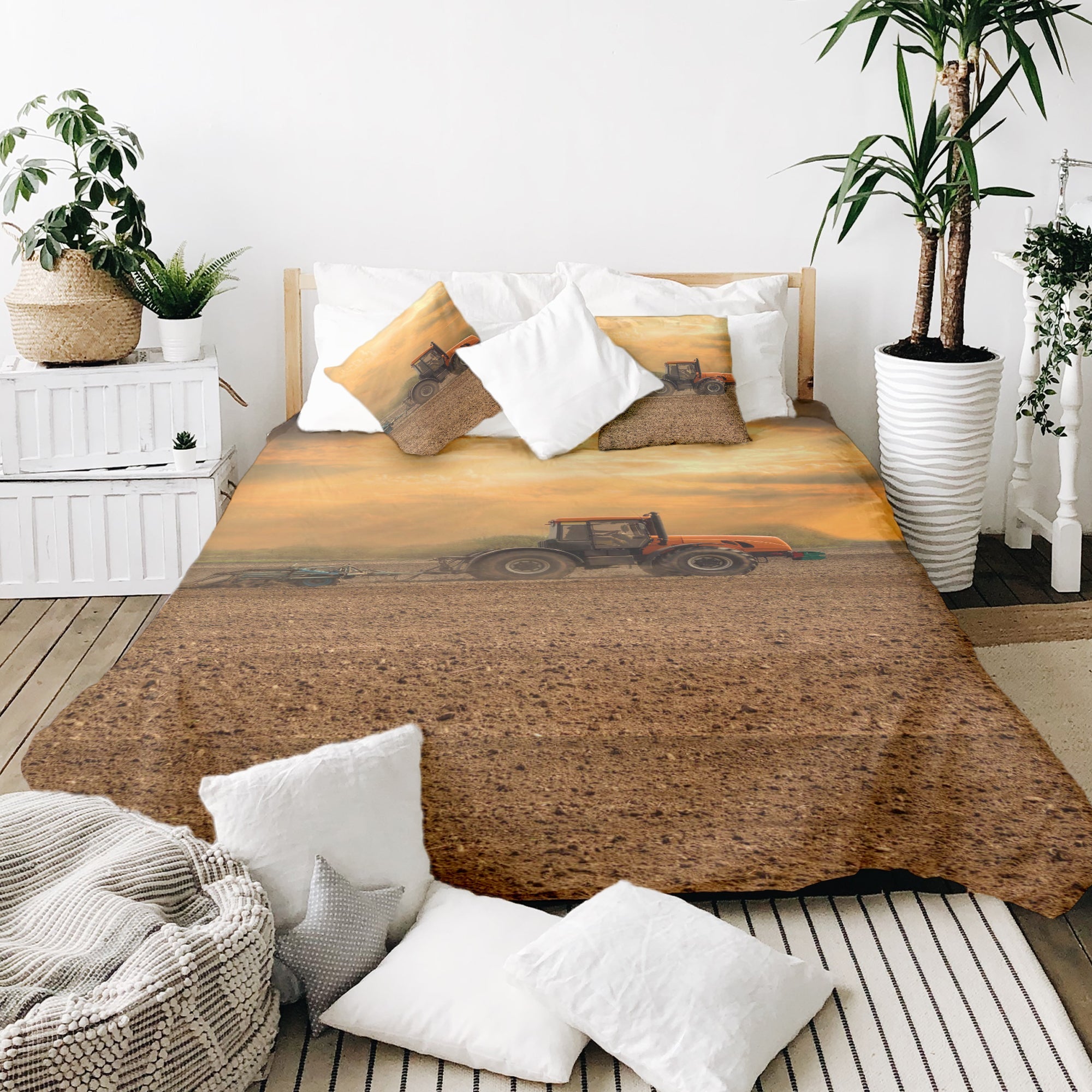 Set di biancheria da letto con coperta terapeutica Trattore con rimorchio