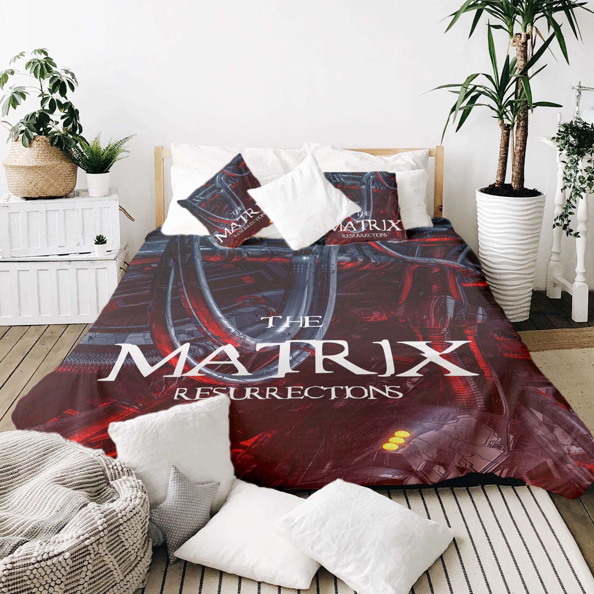 Set di biancheria da letto con coperta terapeutica rossa The Matrix