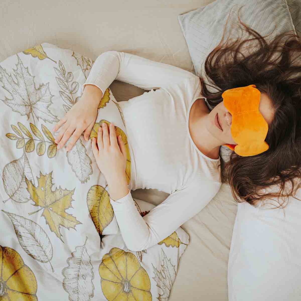 Coperta terapeutica originale - Rivestimento in cotone bianco con foglia e zucca