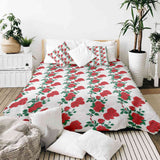 Coperta terapeutica originale - Rivestimento in cotone bianco con cespuglio di rose