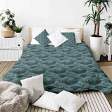 Set di biancheria da letto con coperte terapeutiche onde turchese-verde