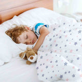 Set di biancheria da letto con coperte terapeutiche bianco con stelle