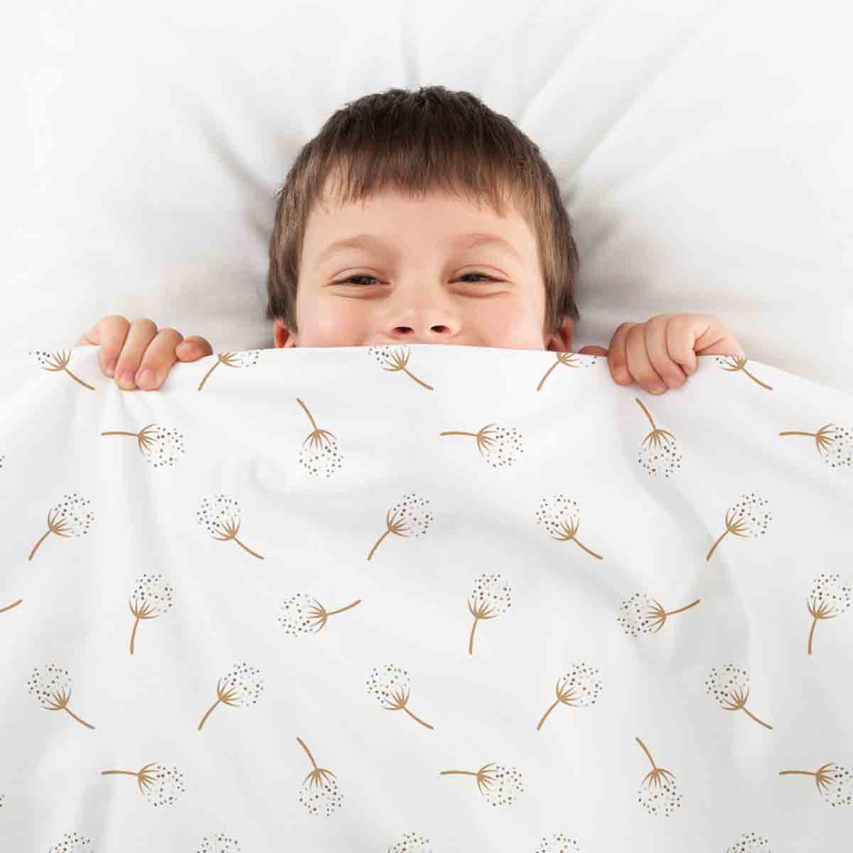 Coperta terapeutica originale - Rivestimento in cotone bianco con soffioni di tarassaco
