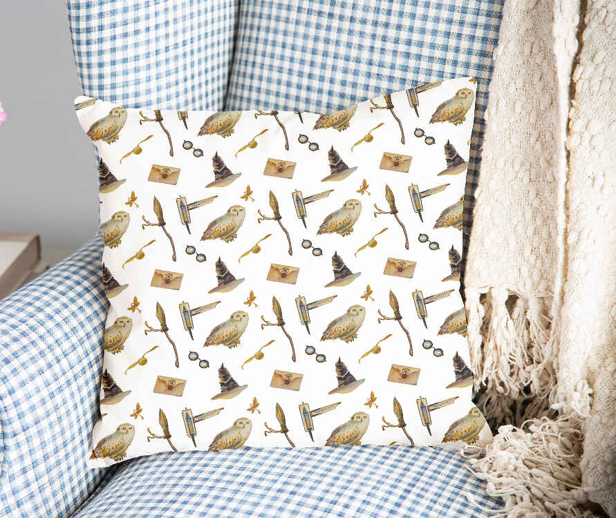 Cuscino sanitario bianco con gufi