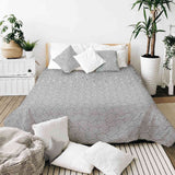 Set di biancheria da letto con coperta terapeutica grigia cuori geometrici