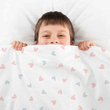 Set di biancheria da letto con coperte terapeutiche bianco con piccoli cuoricini