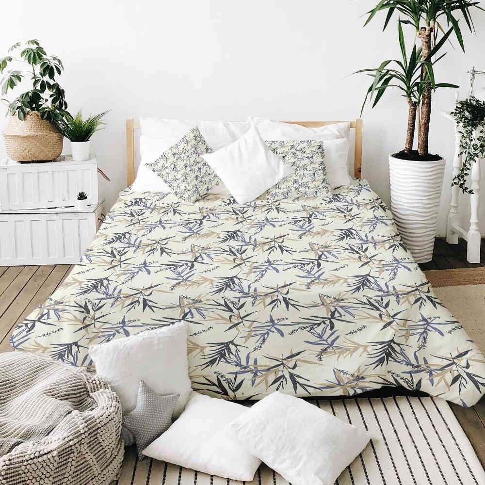 Coperta terapeutica originale - Rivestimento in cotone motivo foglia beige