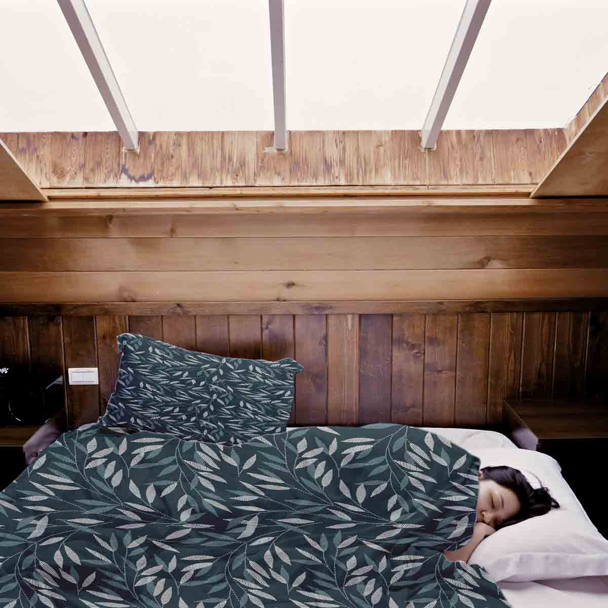 Set di biancheria da letto con coperte terapeutiche e rami blu