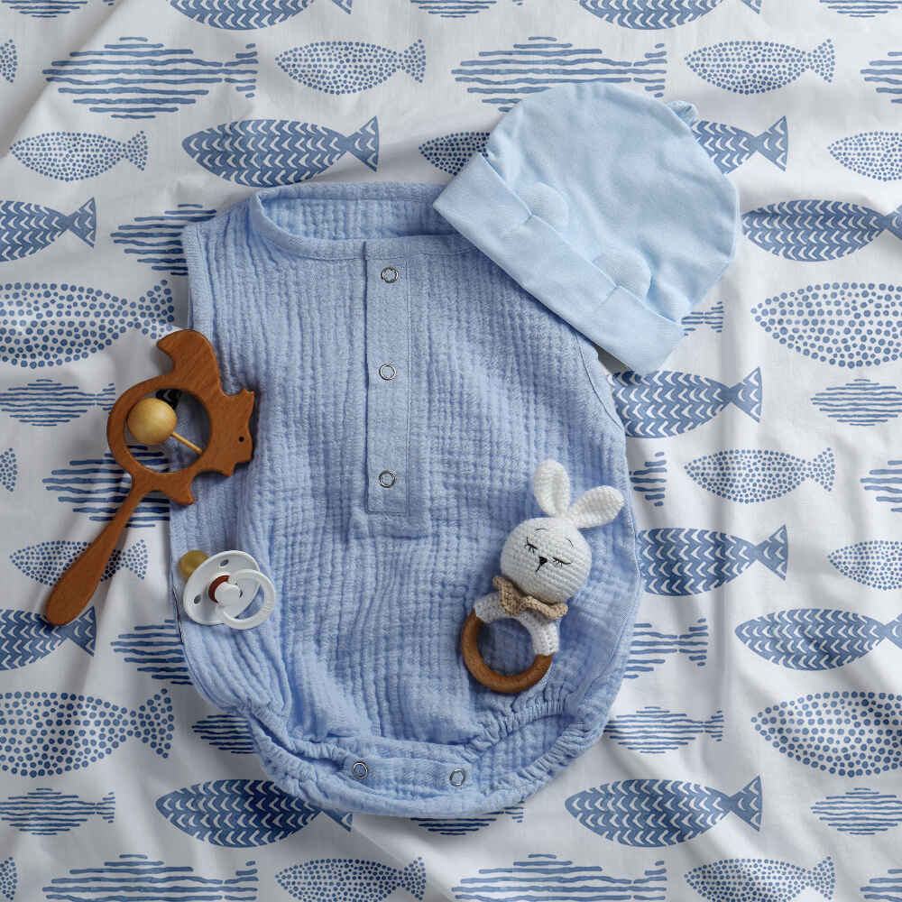 Coperta terapeutica originale - Rivestimento in cotone pesci blu