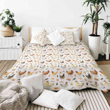 Coperta terapeutica originale - Rivestimento in cotone bianco con galline