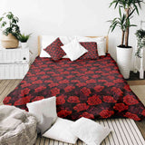 Coperta terapeutica originale - Rivestimento in cotone nero con rose rosse