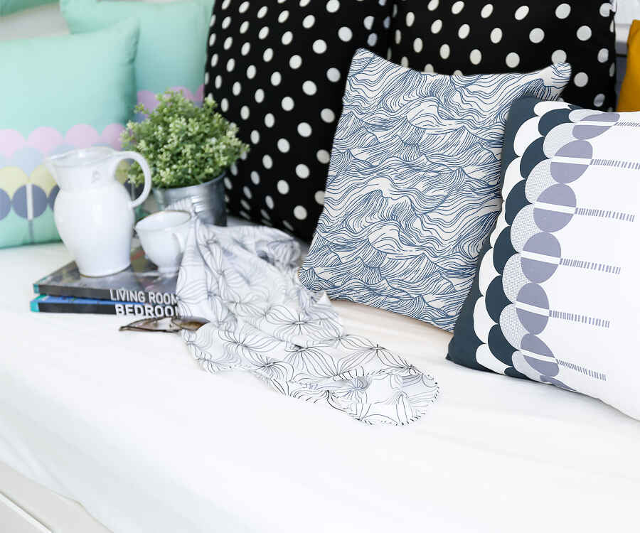 Cuscino salute onde in blu